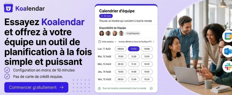 Outil de planification Koalendar pour les équipes, qui résout le problème des sondages de planification dans Outlook